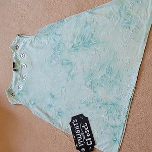 New Directions Sleeveless Asymmetrical Top Medium Tunic Green Metal Grommets